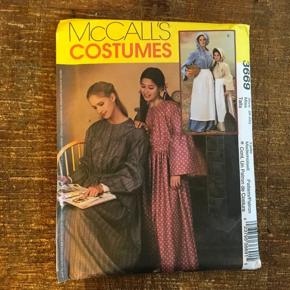 McCalls Sewing Pattern 3669 Misses Historical Costume Prairie Dress 8-22 UNCUT